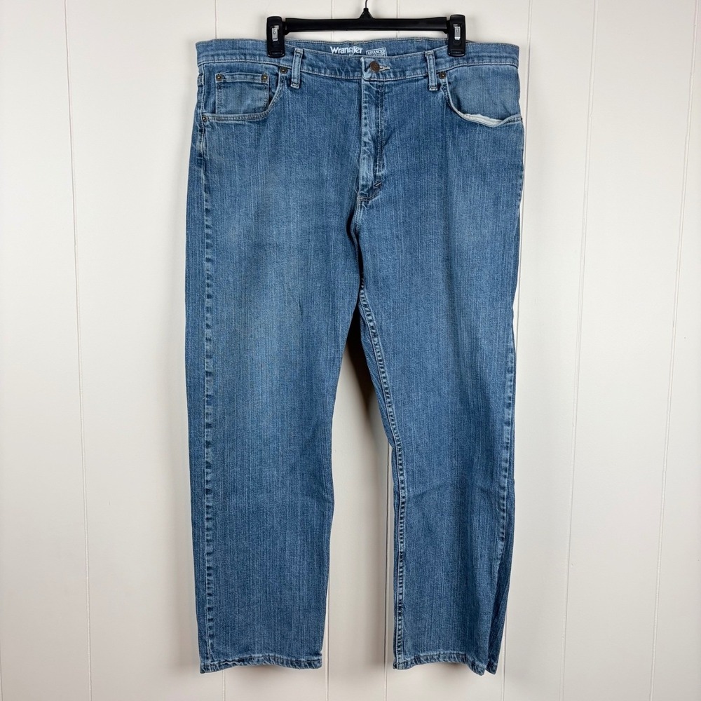 Wrangler Reserve Advanced Comfort Mens 38x30 Blue Denim Straight Leg Jeans